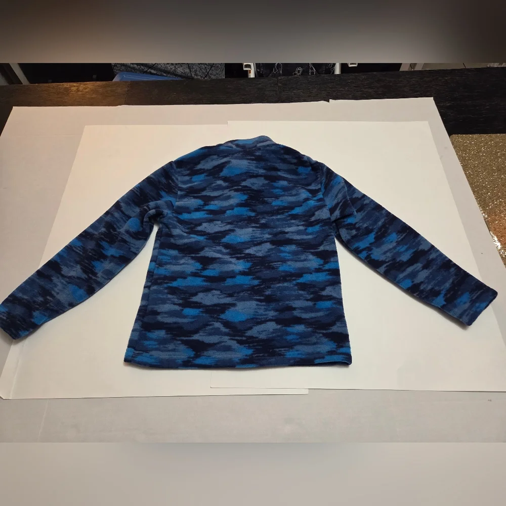 Eddie Bauer Kids Blue Patterned Fleece Jacket EUC Size M 10/12